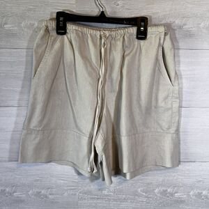 Free People Sz S Cream Linen / Cotton Blend Drawstring Shorts  Boho Lightweight